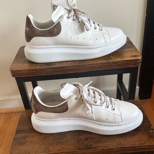 Alexander McQueen White and Brown Athletic Shoes